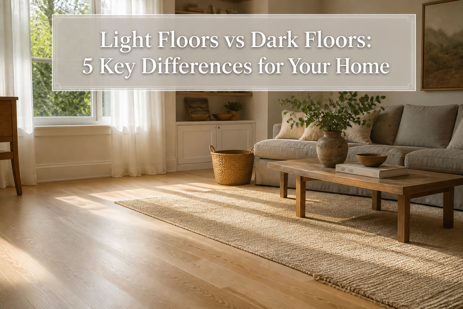 A comparison of light and dark flooring in a home setting.