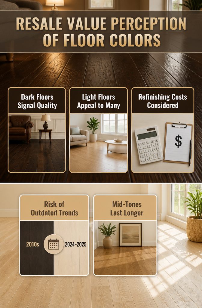 An information graphic showing perceptions of floor colors in resale value.